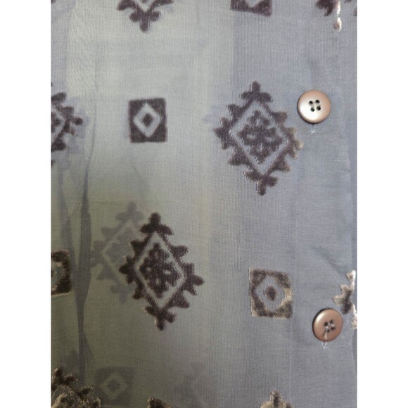 Jessica Holbrook Burnout Velvet Sheer Button Down Blouse, Rayon/Silk Small, BOHO - Picture 3 of 8